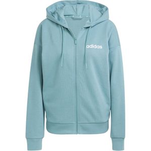 adidas - Essentials Linear Full Zip Hoodie - Turkoois - Katoenmix