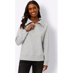 Lichtgrijs Mêlee - Sweater - Katoen - Ritssluiting - Lange Mouwen