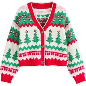 Next Gebreid vest 'Christmas Tree'  goud / groen / rood / wit