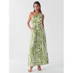 BWLDR Jurk 'LEYLA'  olijfgroen / natuurwit