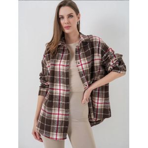 Bigdart Blouse  beige / donkerbruin / rood / wit