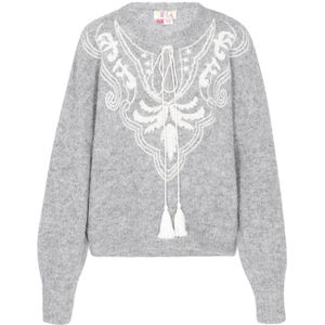 IZIA Trui  grijs / wit