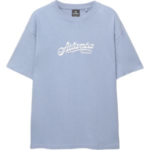 Pull&Bear Shirt 'ATLANTA'  basaltgrijs / wit