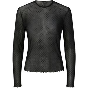 Pcorine - Mesh Top - Zwart - Lange Mouwen - Regular Fit