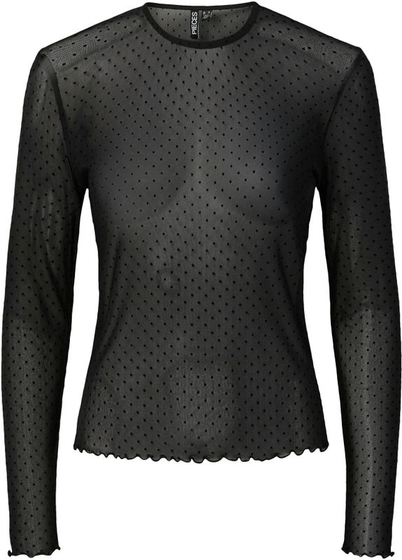 Pcorine - Mesh Top - Zwart - Lange Mouwen - Regular Fit