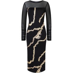 Ana Alcazar Jurk 'Sannie'  goud / grijs / zwart