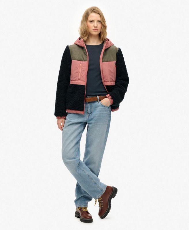 Superdry Fleece jas  nachtblauw / kaki / pink