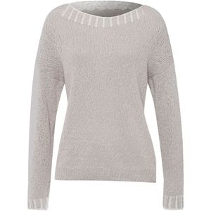 heine - Gebreide Trui - Lichtgrijs/wit - 100% Katoen
