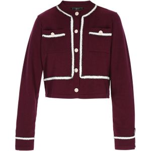 faina Gebreid vest  bourgogne / zwart / wit