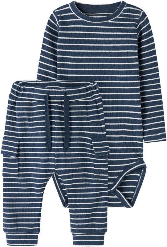 NAME IT - NBMOCONNOR - Cargobroeken - Nachtblauw/Wit - 2-delig