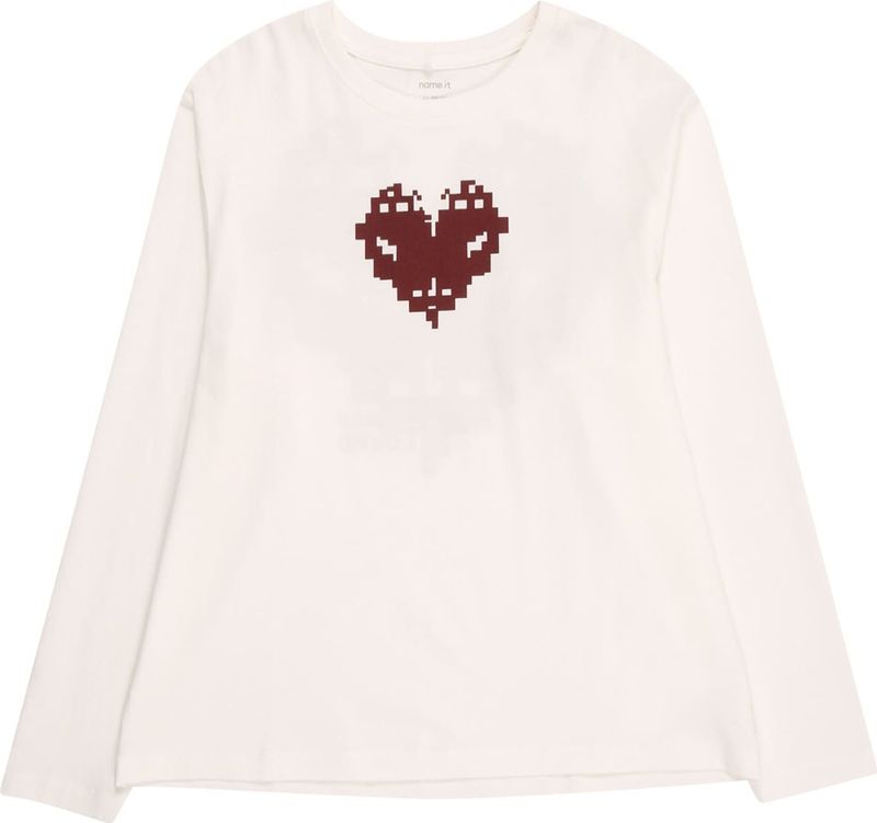 NAME IT Shirt 'NKFNYLA'  chocoladebruin / zwart / wit