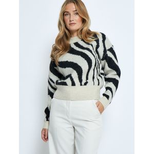 minus Trui 'Melima'  ecru / zwart