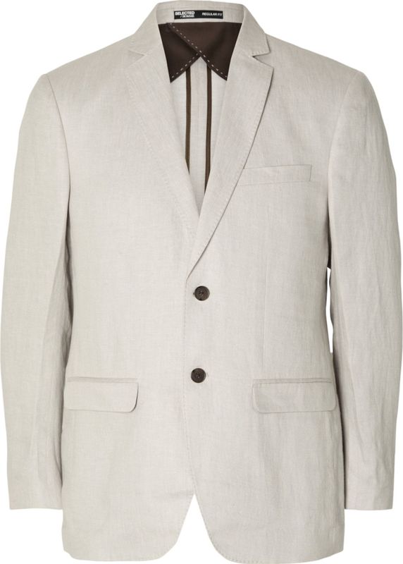 SELECTED HOMME - Herenblazer - Zand - 100% Linnen - Reverskraag - 2-Knoopsluiting