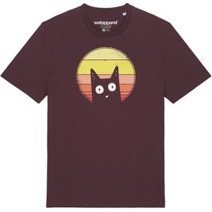 Watapparel Shirt ' Sunset Cat '  gemengde kleuren / donkerrood