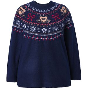 Ulla Popken Trui  beige / blauw / donkerblauw / rood