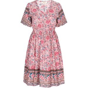 Gaya Jurk 'Boho'  cyaan blauw / chocoladebruin / rosa / oudroze