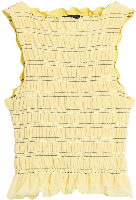 T-shirt - Multicolor - Gestreept Geplooid - Slim Fit - Mouwloos