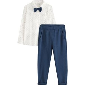 Lindex Set  marine / wit