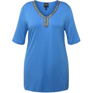 Ulla Popken Shirt  royal blue/koningsblauw / hemelsblauw / groen / zilver