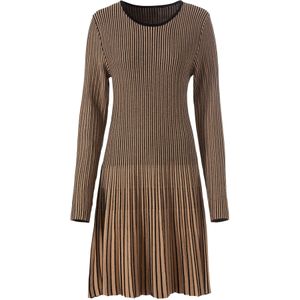 Tricot Jurk - Camel/Zwart Gestreept - Katoen/Polyacryl