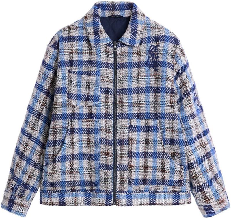 Jas - Multicolor - Geruite Jas met Zakken - Regular Fit - Overhemdkraag