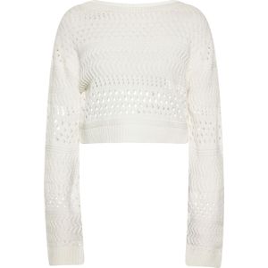 Mymo - Jumper - Wit - Dames - Opengewerkt Crop-Design