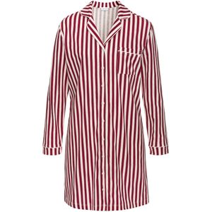 Lascana - Nachthemd - Rood/Wit - Lange Mouwen - Reverskraag