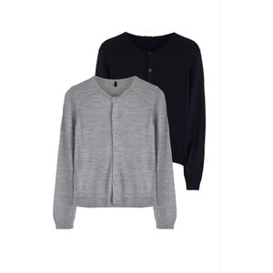 Trendyol Gebreid vest  marine / grijs gemêleerd