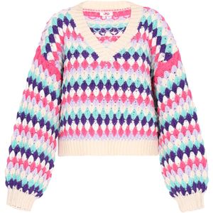 MYMO Oversized trui 'Young Fashion'  crème / navy / turquoise / framboos