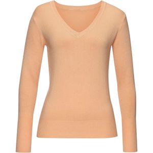 Vivance - - Trui - Perzik - Getailleerd, Zachte Gebreide Trui, Diepe V-hals