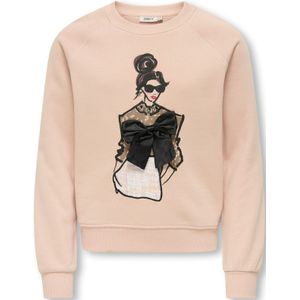 ONLY GIRLS Sweatshirt 'KOGLABINET'  bruin / rosa / poederroze / zwart