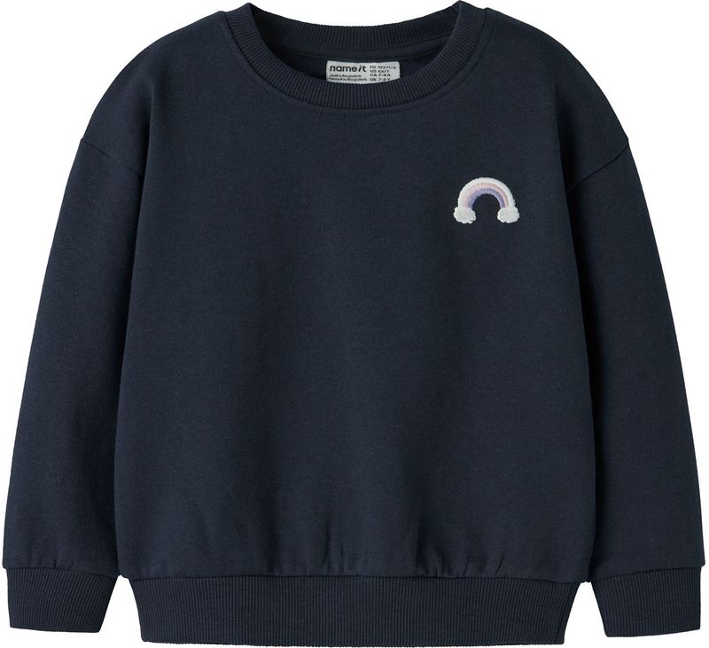 NAME IT Sweatshirt 'NMFVALLENE'  nachtblauw / sering / wit