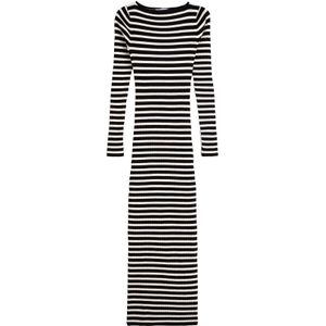 Bershka Gebreide jurk  zwart / wit