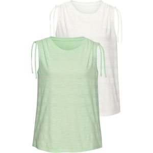 Vivance - Tanktop - Lime/Wit - Set van 2 - Onderhoudsvriendelijke Katoen