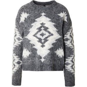 ONLY Trui 'ONLAZU'  donkergrijs / wit