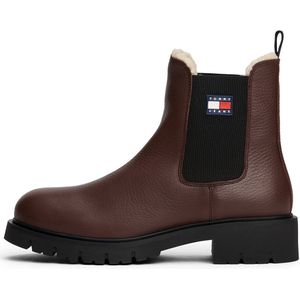Tommy Jeans - Chelsea Boots - Chocoladebruin - Gevoerd - Glad Leer