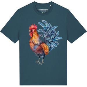 Watapparel Shirt 'Grimmiger Gockel'  petrol / gemengde kleuren