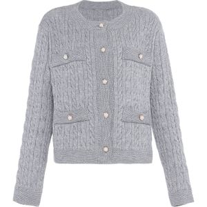 faina Gebreid vest  goud / lichtgrijs