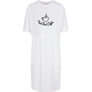 Merchcode Jurk 'But First Coffee'  zwart / wit