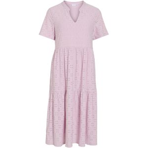 Vila - Kawa - Midi-jurk - V-hals - Korte Mouwen