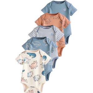 Next Rompertje/body  smoky blue / oranje / wit / wolwit