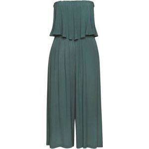 Jumpsuit - Donkergroen - Gekreppte Viscose - Met Volant en Steekzakken