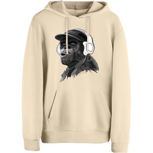 Cotton Prime Sweatshirt 'Monkey Mit DJ-Kopfhörer'  sand / donkergrijs / wit