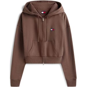 Tommy Jeans Sweatvest  kastanjebruin / cranberry / wit