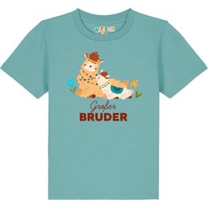 watabout.kids Shirt 'Lama Großer Bruder'  beige / blauw / turquoise / lichtoranje