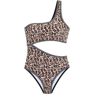 Look - Dierenprint - Badpak - Bruin Gedessineerd - Zonder Beugels