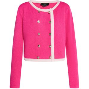 faina Gebreid vest  neonroze / wit