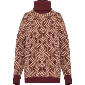 Funky Buddha Trui  beige / donkerrood