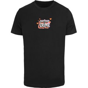 F4NT4STIC Shirt 'Partner In Crime Valentinstag Partner Design'  oranje / zwart / wit