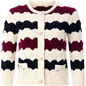 Rich & Royal Gebreid vest  beige / bordeaux / zwart